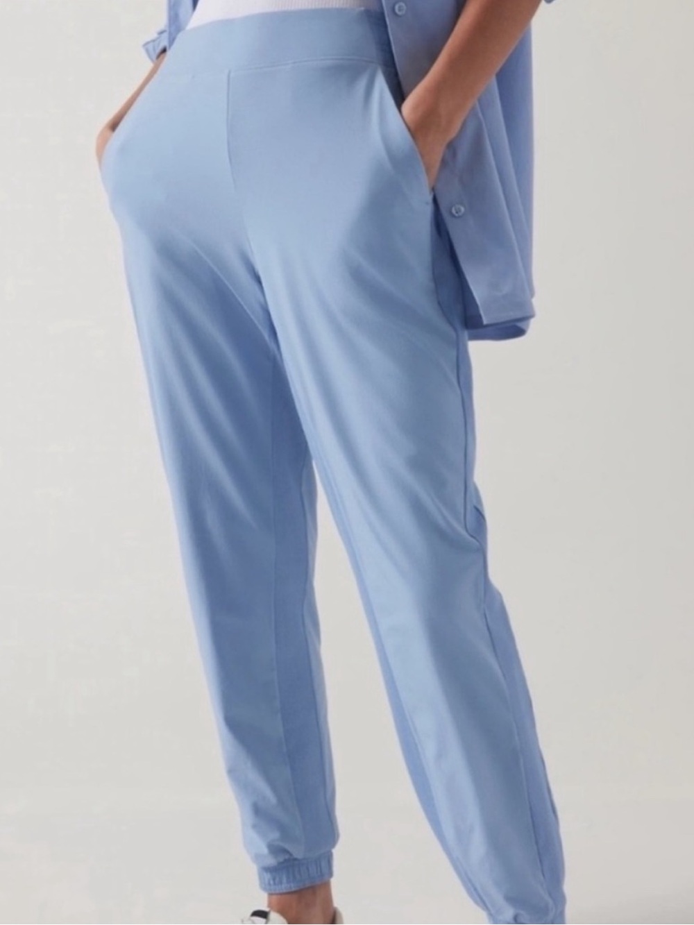 Athleta Brooklyn Lined Joggers Light Blue 4